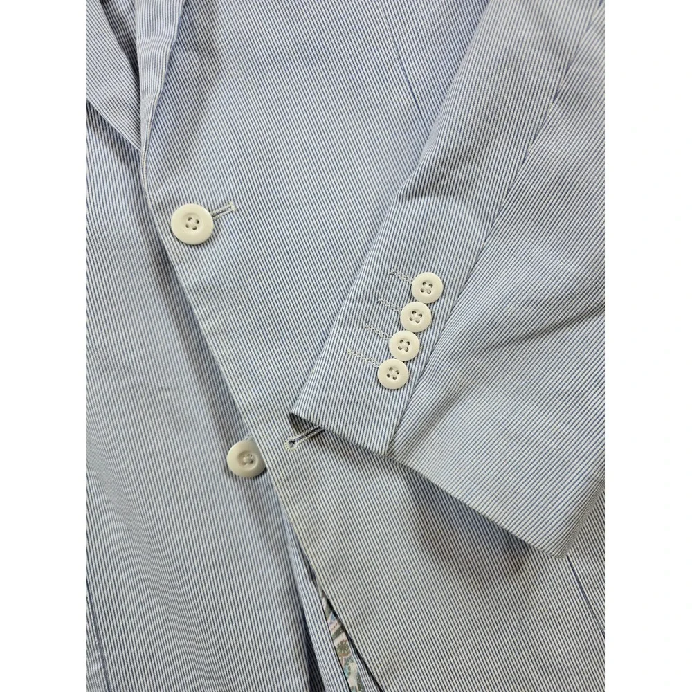 Alan‎ Flusser Seersucker Sport Coat Mens Large Blue White Paisley Lined Blazer